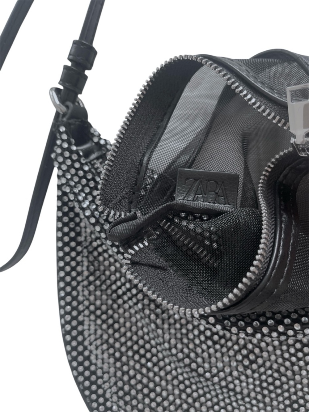 Zara Black Rhinestone Crescent Shoulder Bag - Picture 5 of 7